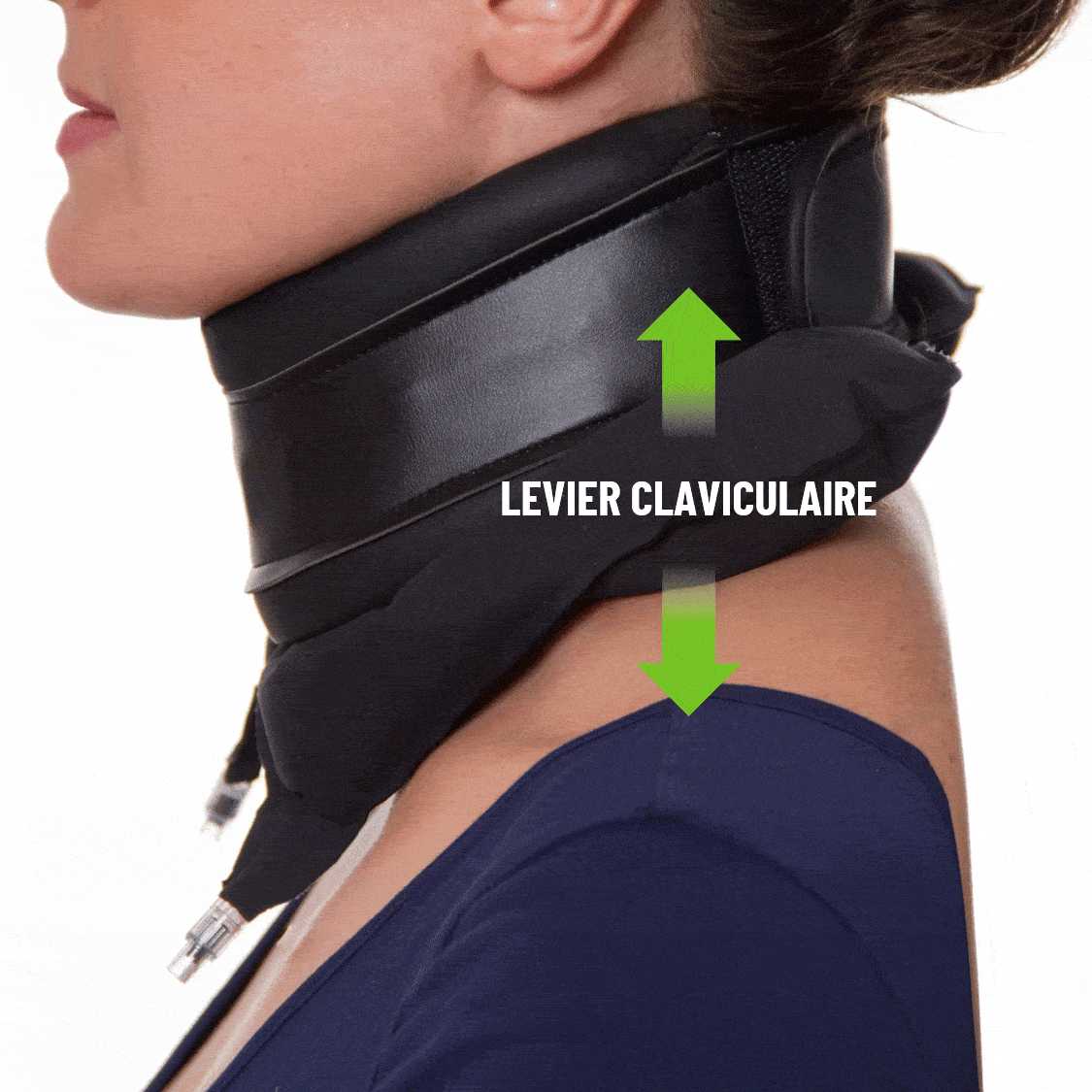 Effet de décompression sur le disque intervertébral par étirement vertical de la colonne cervicale